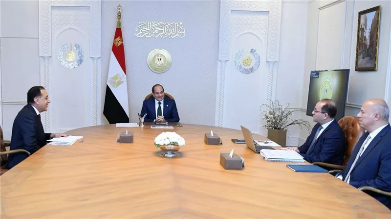 الرئيس السيسي يلتقي رئيس مجلس الوزراء ووزير المالية 